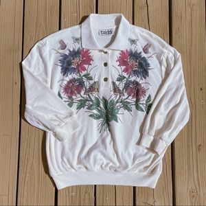 vintage floral butterfly henley
